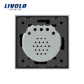 Livolo Electric Switch EU-Standard Grau Luxus Kristallglasscheibe und 2 Gang 2-Wege-Touchscreen Wandlichtschalter VL-C702S-15